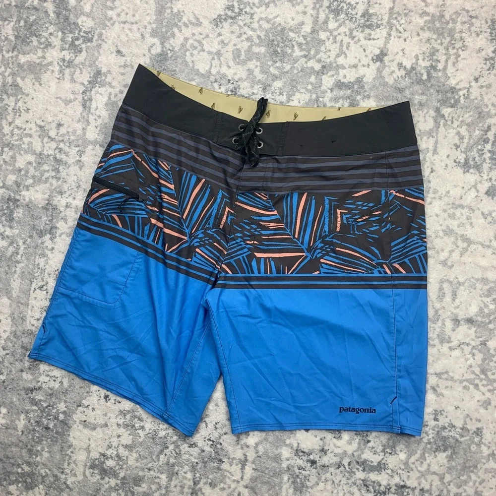 Patagonia Mens Board‎ Shorts 34 Blue Unlined Swim Trunks Geometric Outdoor